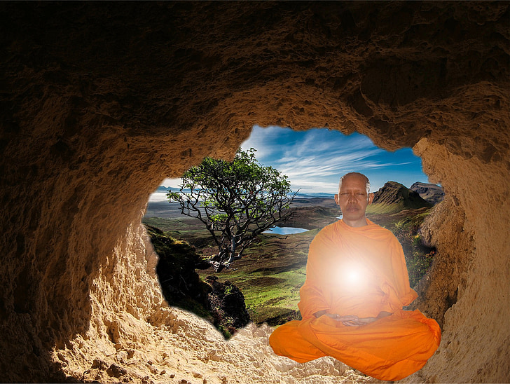 budista, monge, Budismo, meditação, iluminação, religião, fé