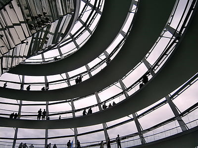 szklana kopuła, Berlin, Reichstag, Architektura, lustro, budynek, Niemcy