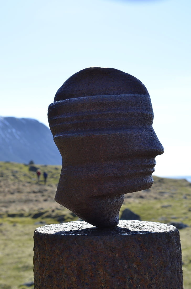 hodet, poolt marcus raetz, juht, pilt, Norra, rannikul, skulptuur