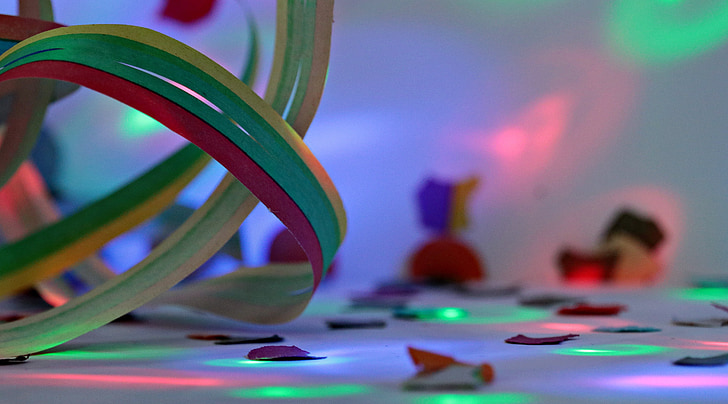 streamer, confetti, light, carnival, party, colorful, fun