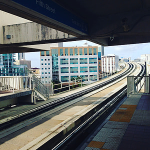 metro, Miami, arquitectura, urbà, edificis, transport, pista del ferrocarril