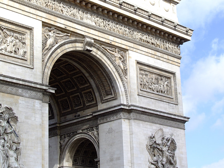 ív, de, Triomphe, Párizs, építészet, híres, Landmark