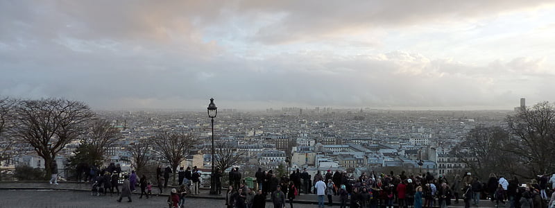 Montmartre, Paríž, hľadiska, Prehľad, oblaky, Panorama, vzdialené zobrazenie