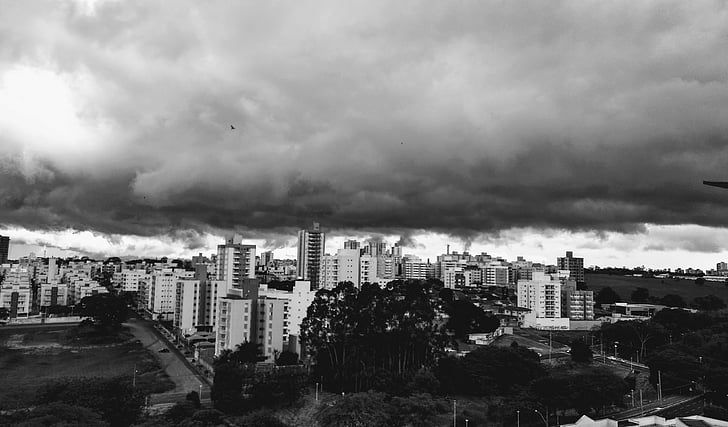 chuva, tempestade, nuvem, céu, nuvens, paisagem, edifício