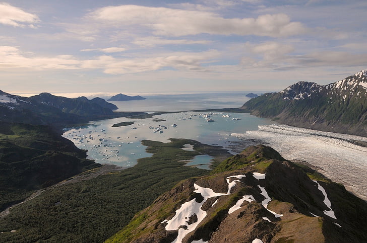 Björn glaciär, landskap, Ocean, Ice, snö, vatten, Kenai fjords nationalpark