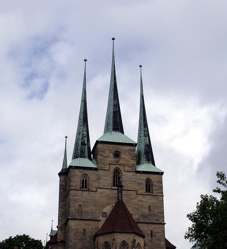 erfurt, dom, church, religion, christian, thuringia germany, spires