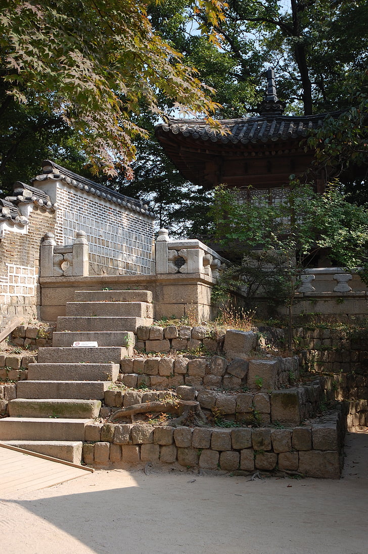 Changdeokgung, palác, zahrada, krajina, Jižní korea, jaro, Příroda