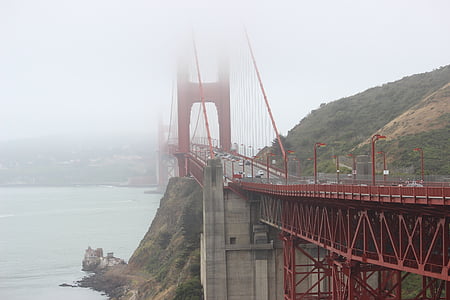 Architektur, Brücke, Autos, neblig, Straße, Verkehr, Golden Gate Brücke