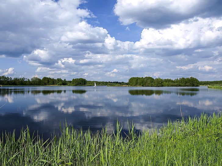 landscape, nature, water, lake, clouds