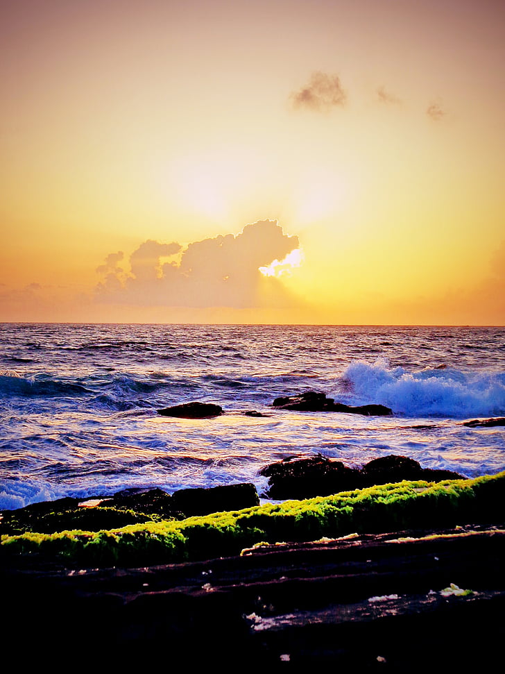 sea, texture, evening, sunset, nature, sky, landscape