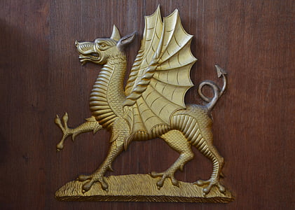 Dragon, emblème, symbole, tête, logo, mascotte, antique