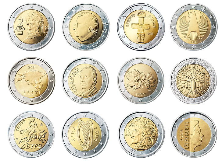 banko, verslo, monetų kolekcija, monetos, valiuta, indėlių, euro