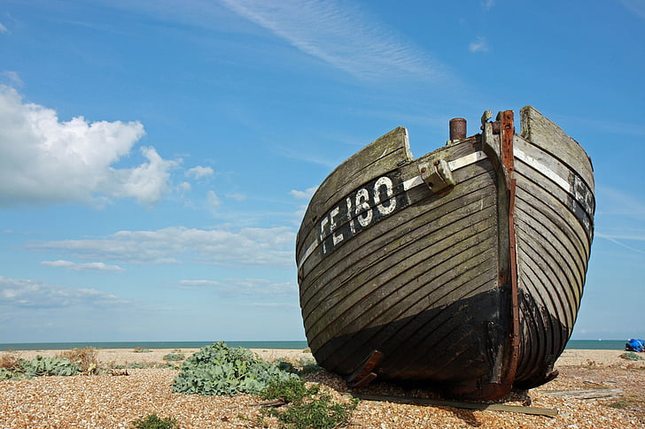fishing boat, wooden, boat, large, massive, huge, beached