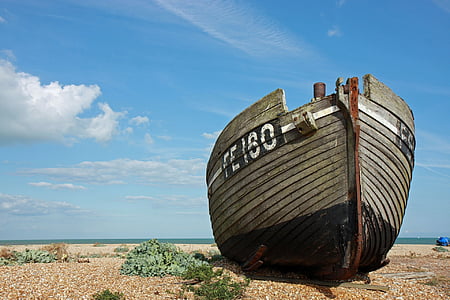fishing boat, wooden, boat, large, massive, huge, beached