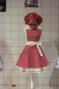 küchengardarobe, kittel, apron, housewife apron, sexy, red white