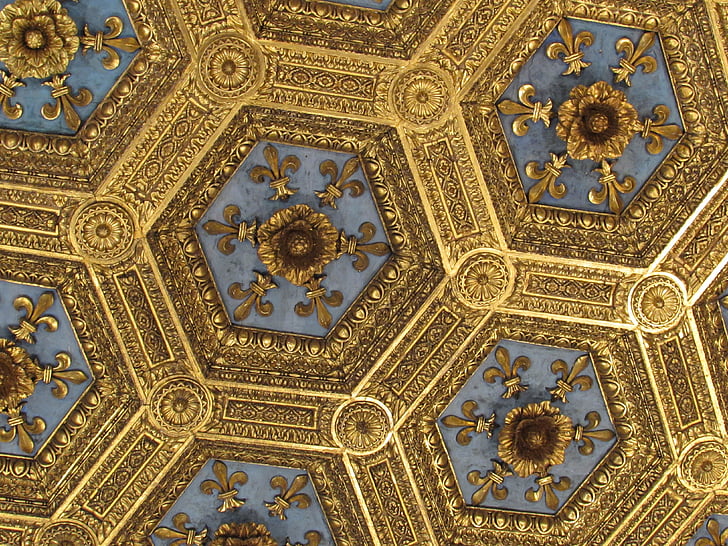 gold, ceiling, museum, architecture, interior, classic, decor