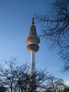 Hamburg, TV Kulesi, planlanan BM blomen, Hansa, Mavi gökyüzü, Aralık gökyüzü, radyo kulesi