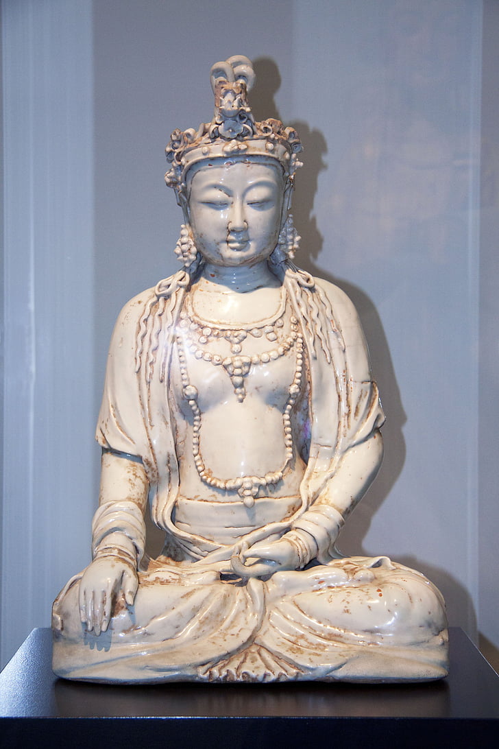 Buddha, agyag szobor, mázas, ábra, istenség, szobor, Museum rietberg