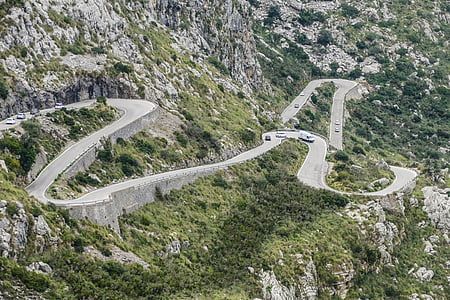 Mallorca, Tramuntana, pass road, juuksenõel paindub, Serra de tramuntana, mäed, mägi