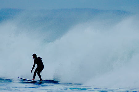 osoba, surfovanie, silueta, Dĺžka, muž, vody, napojená