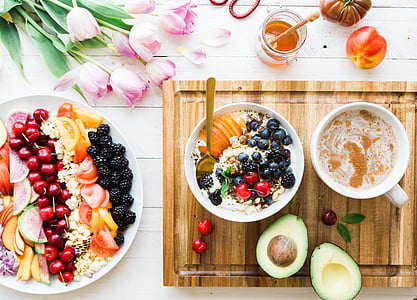 cincang board, Piala, makanan penutup, makan sehat, bunga, buah-buahan, diet sehat
