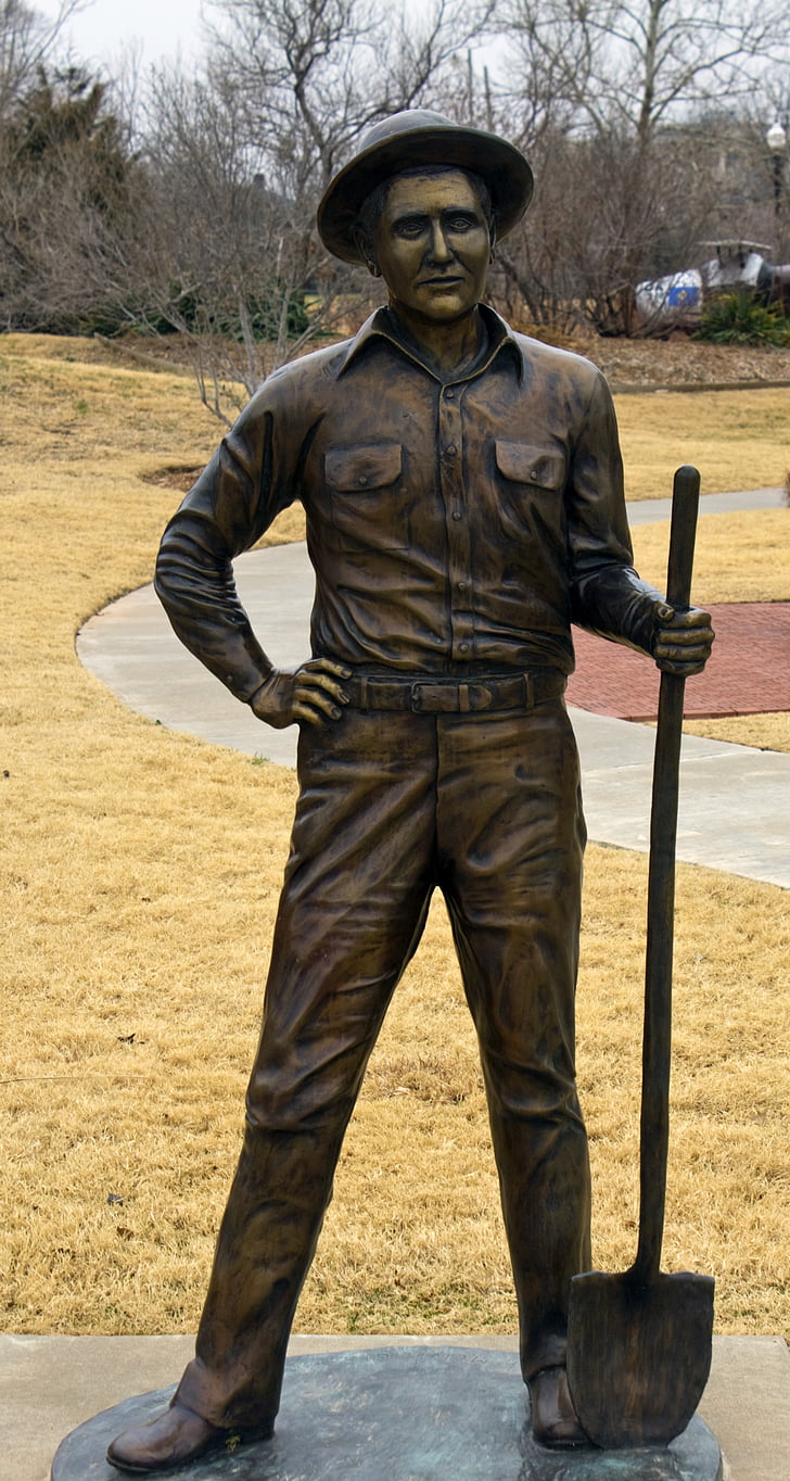 dělník, olej, pole, Oklahoma, Oklahoma city, Historie, socha