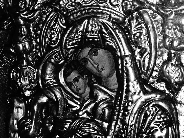 Panna, pravoslaví, obrázek, kov, náboženství