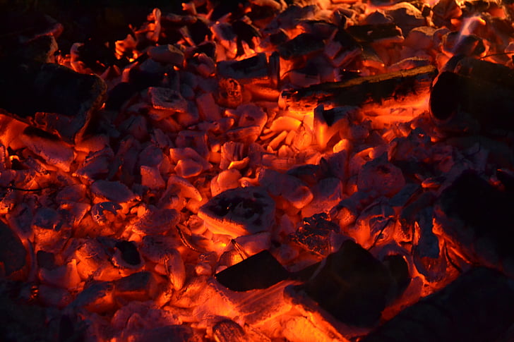 fire, embers, background, burn, hot, campfire, glowing