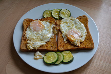 ou pe paine prajita, mic dejun, produse alimentare, pâine, paine prajita, masă, ou