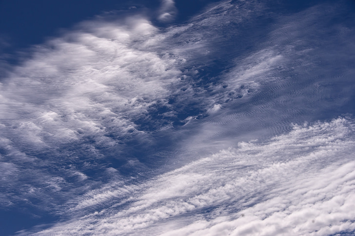 nebo, oblaki, modra, bela, vzorec, puhasto, cloudscape