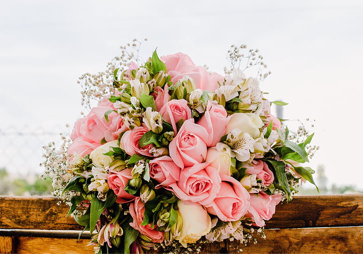 bouquet, flowers, rosa, wedding