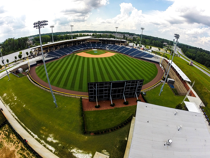 baseball, field, aerial, drone, wide angle, horizontal, sport