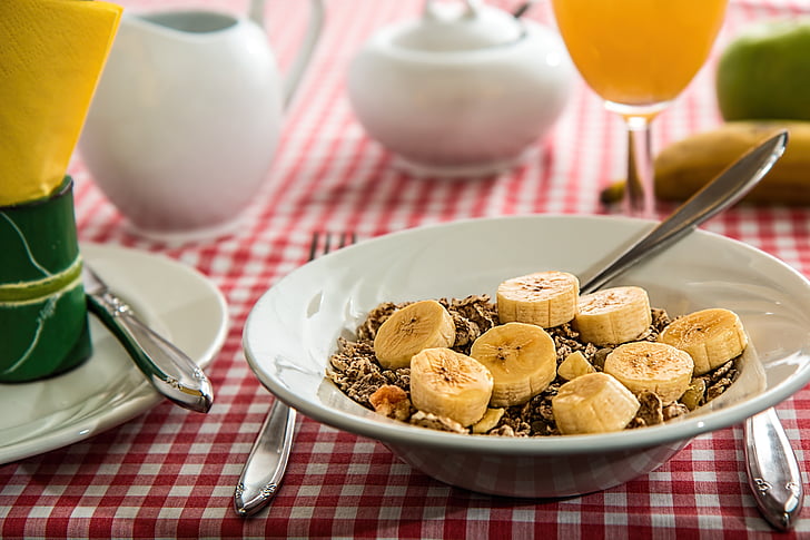 cereale, mic dejun, masă, produse alimentare, castron, nutriţie, dimineata