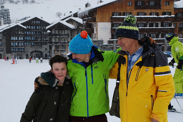Alpen, valdesere, Ski, liburan, Keluarga, musim dingin, Prancis