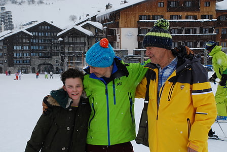 Alpes, valdesere, esquí, vacaciones, familia, invierno, Francia