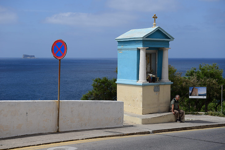 Malta, Gozo, Já?, pobřeží, Středomořská, modrá, Obrázek stock