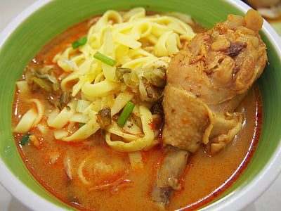 de curry, ข้าวซอย, tallarines, alimentos, comida tailandesa, Tailandés, Tailandia
