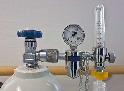 oxigênio, regulador de pressão, oxigênio lax, garrafa, garrafa de gás, respiração artificial, beamtmungsgerät
