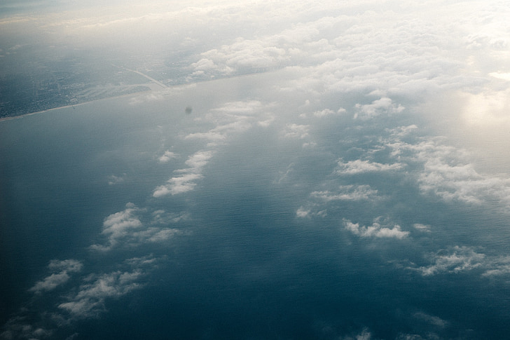 Aerial, eau, océan, nuages, Sunshine