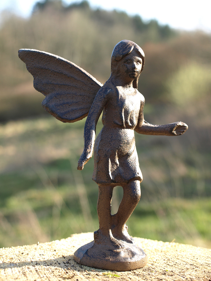 Elf, Wing, Figur, brons, skulptur