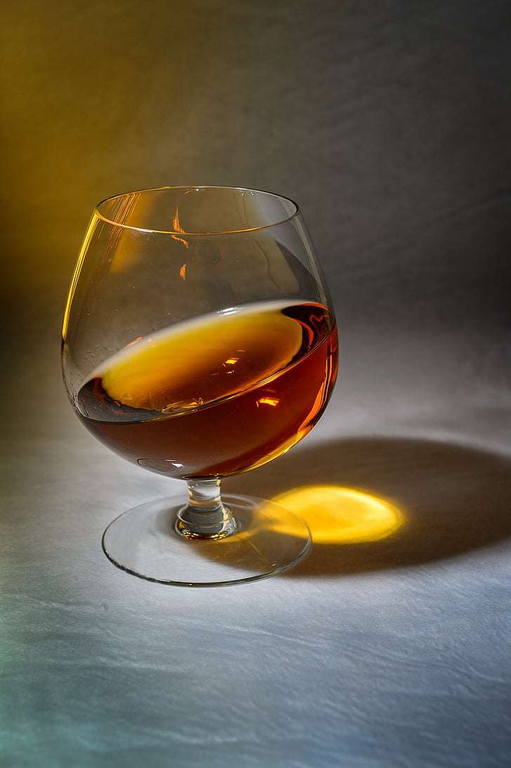 Cognac, horisonten, alkohol, vin, vinglas, drikkeglas, drink
