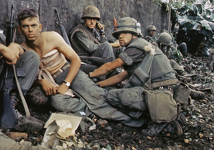 wojskowe, Wojna w Wietnamie, nas żołnierz ranny, 1967, Marine corps, Stany Zjednoczone Ameryki, nas