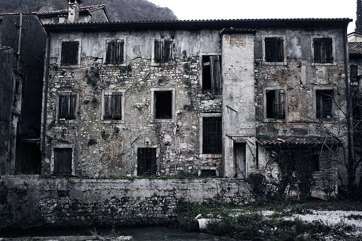 Itália, Casa, fachada, edifício, casas antigas, ruína, Romper