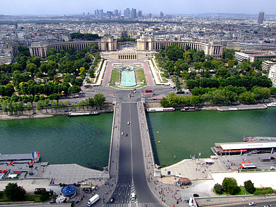 Parijs, Frankrijk, landschap, schilderachtige, Palais de challot, rivier de Seine, brug