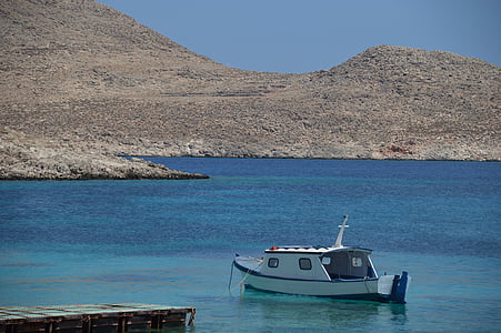 Chalki, Bay, båt, Grekland, ön, havet, vatten