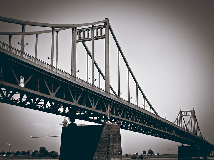pont, Rhin, architecture, noir blanc