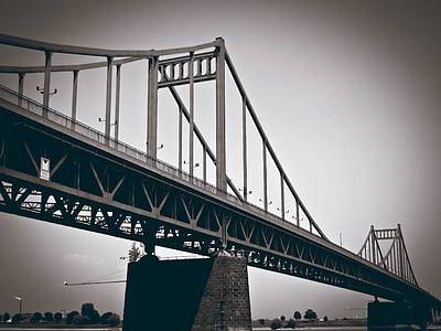 brug, Rijn, het platform, zwart wit