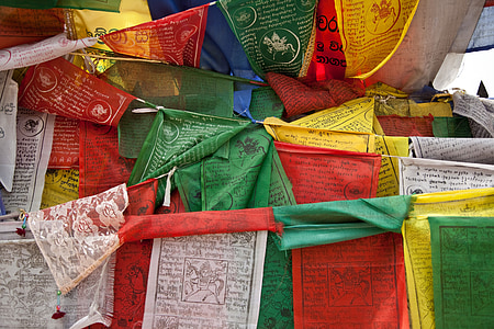 dua bayrakları, renkli, Budizm, dua, Budist, Tibet, Nepal