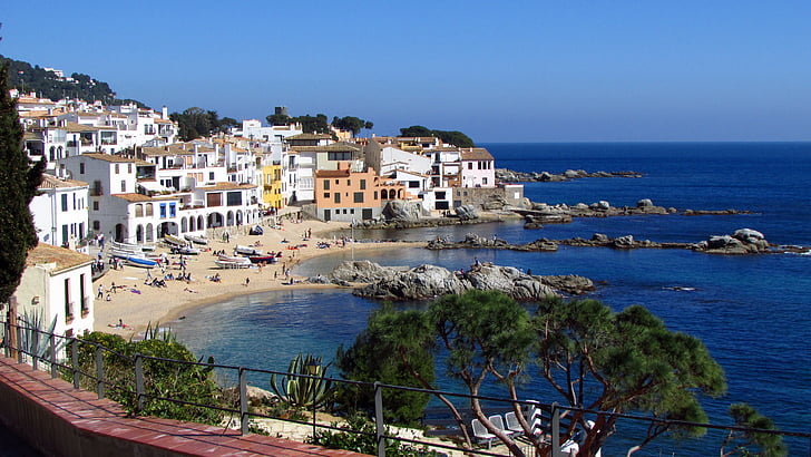 Calella, zee, strand, Calella de palafrugell, Costa brava, Catalonië, Spanje