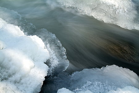 лід на Заале, Замерзла річка, взимку, лід, води, заморожені, камбала